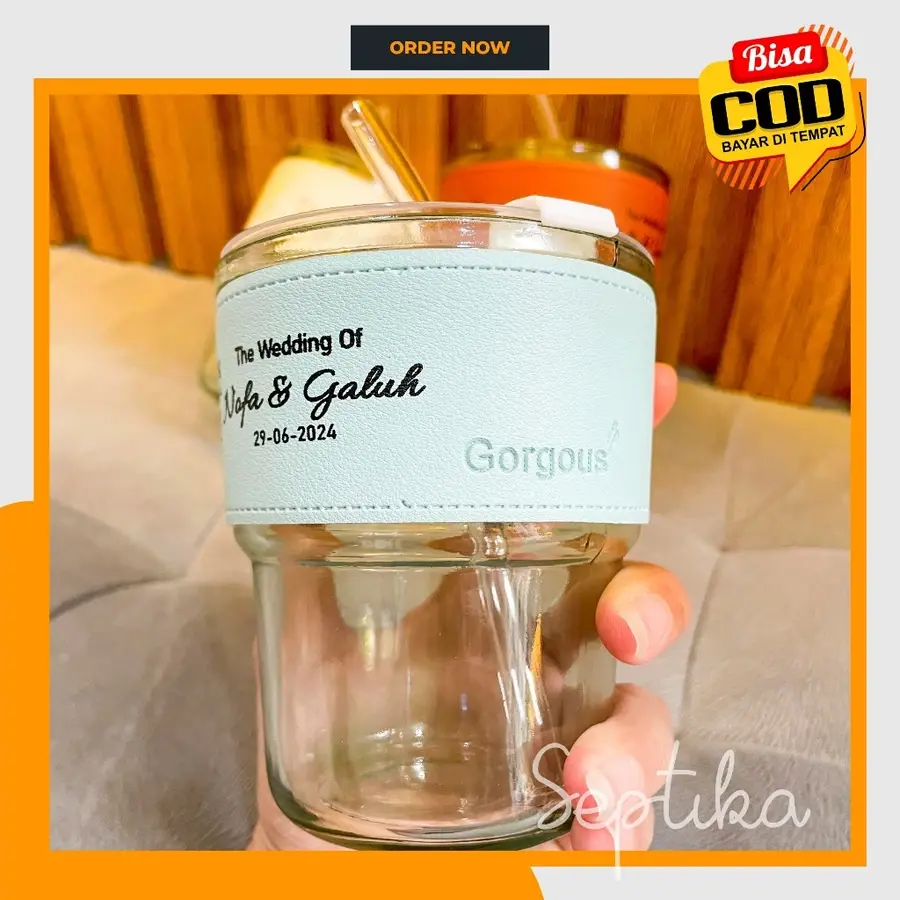 Souvenir Tumbler Botol Aesthetic Gorgous Botol Minum Kaca Bening Bottle Tumbler 400 ml Suvenir Wedding